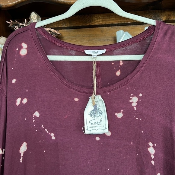 EASEL Burgundy/Fuschia/Rose Pink Distressed Acid Look Hi Lo Dress, Sz Small,NWT. - Picture 4 of 10